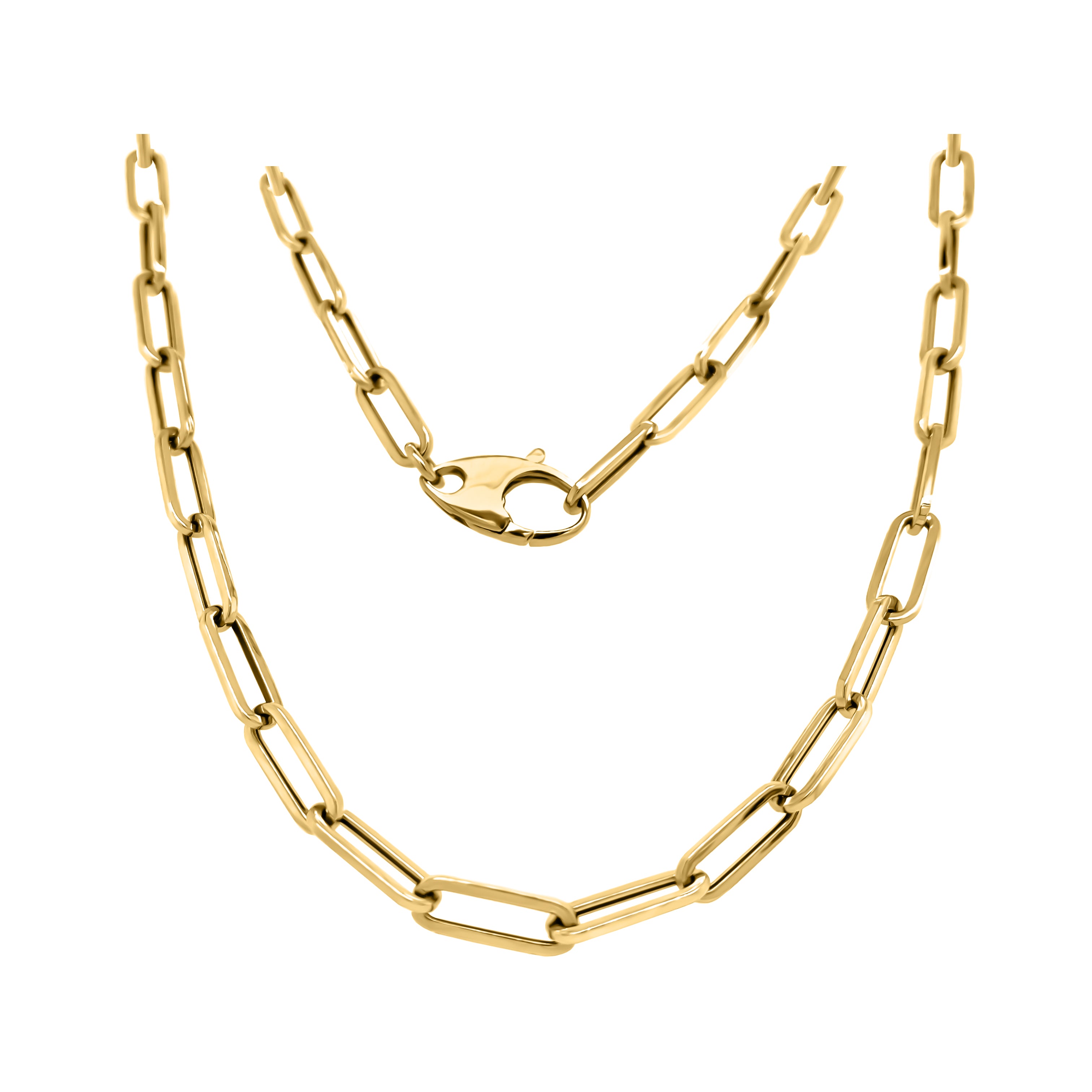 4.5MM Link Paperclip Link Chain Necklace, 20" in 14K Gold