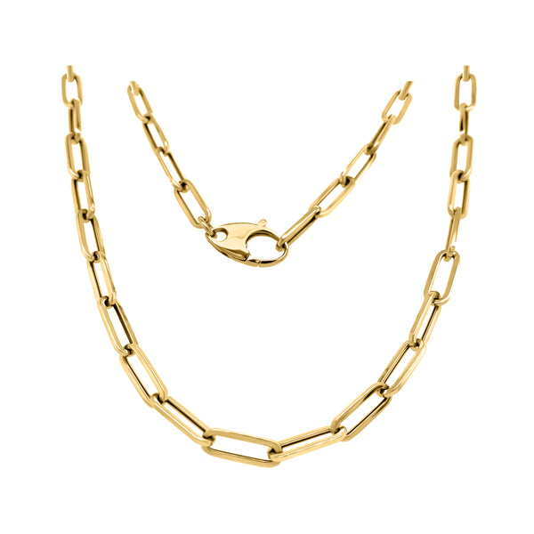 14K Gold 4.5MM Link Paperclip Link Chain Necklace, 20