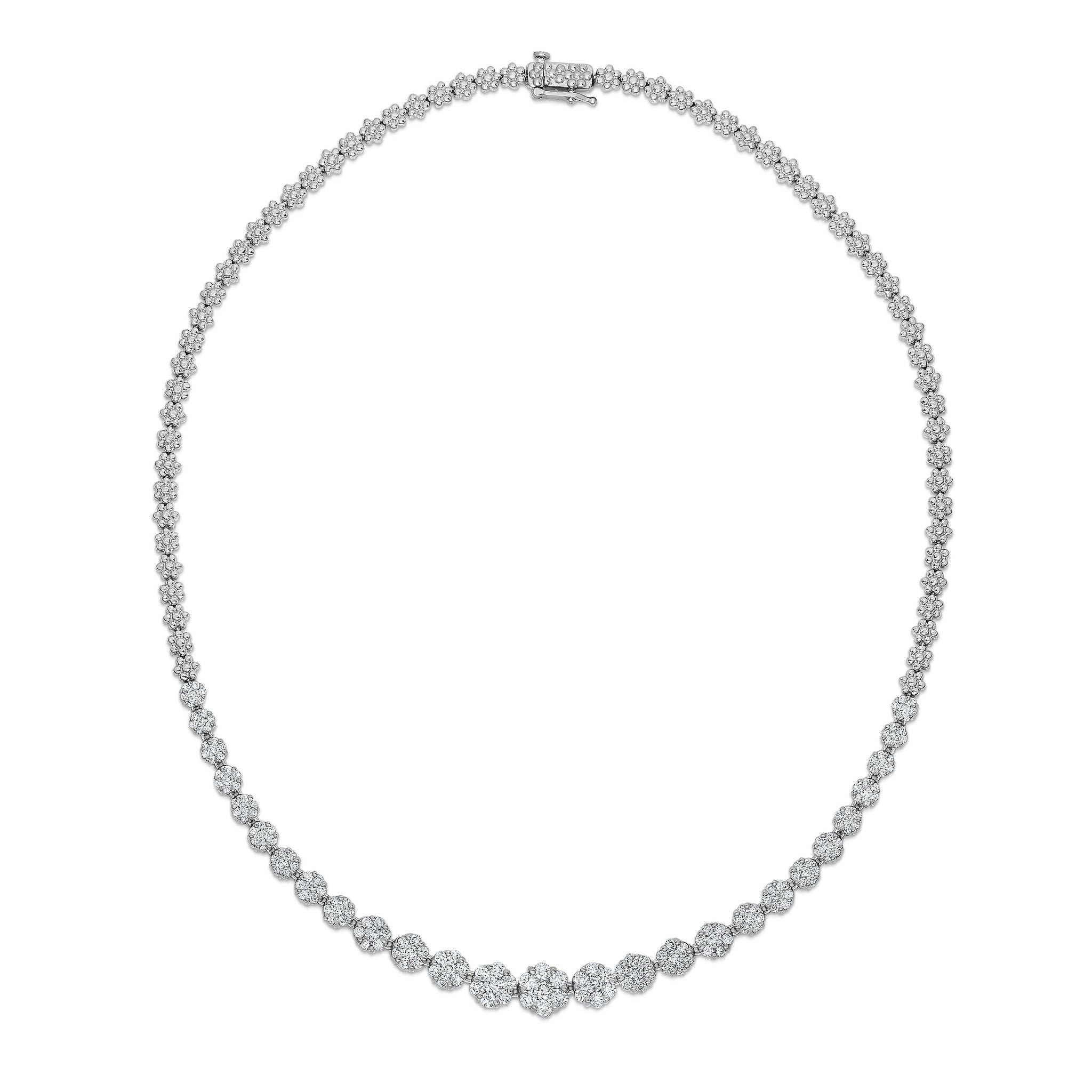 5.00Ct Diamond Cluster Necklace in 14K White Gold