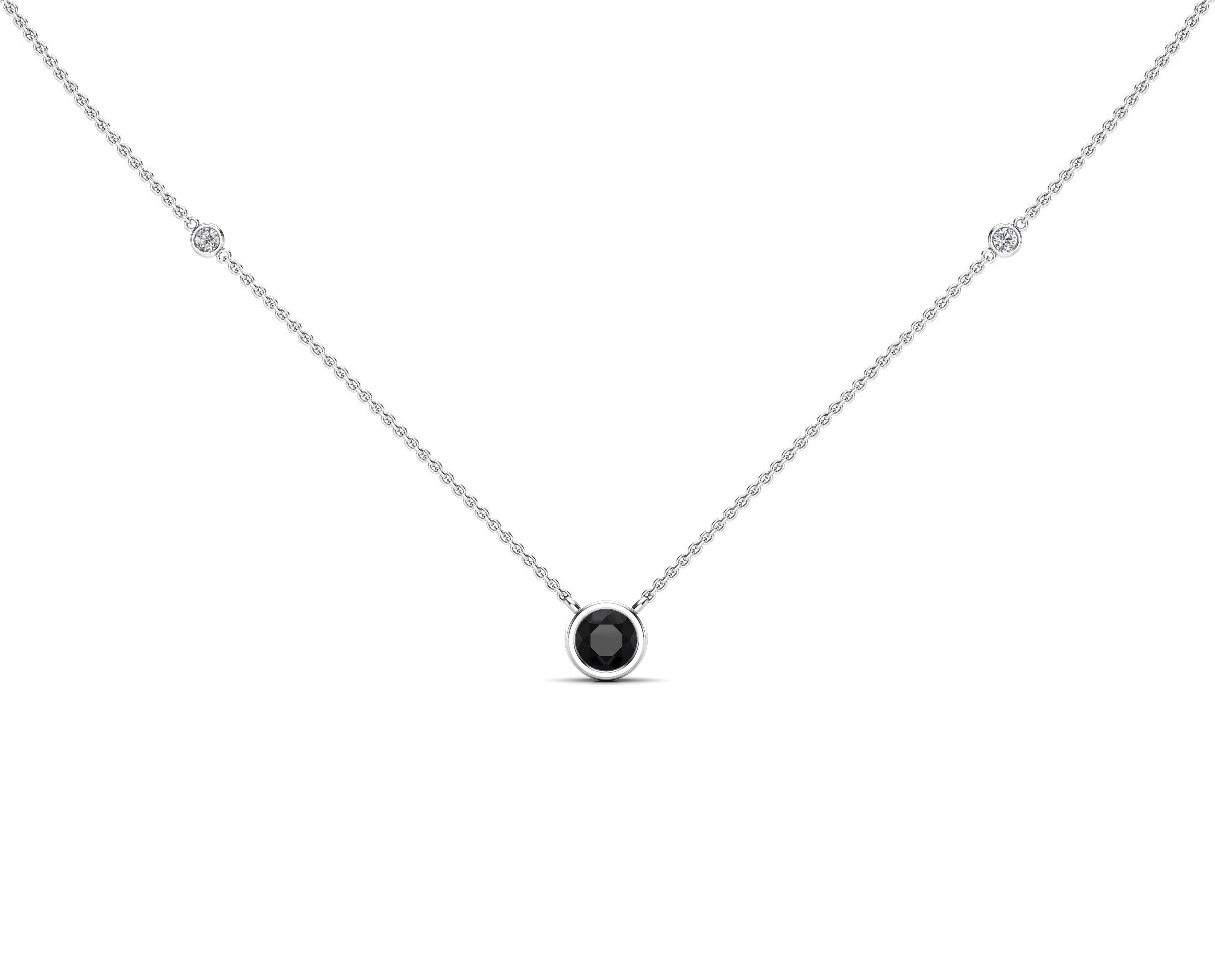 5MM Black & White Diamond Accent Necklace, 16"-18" in 14K Gold