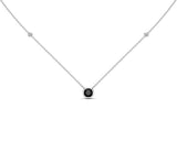 14K Gold Black (5 MM) & White Diamond Accent (0.06 Ct, G-H Color, SI2-I1 Clarity) Necklace, 16"-18"