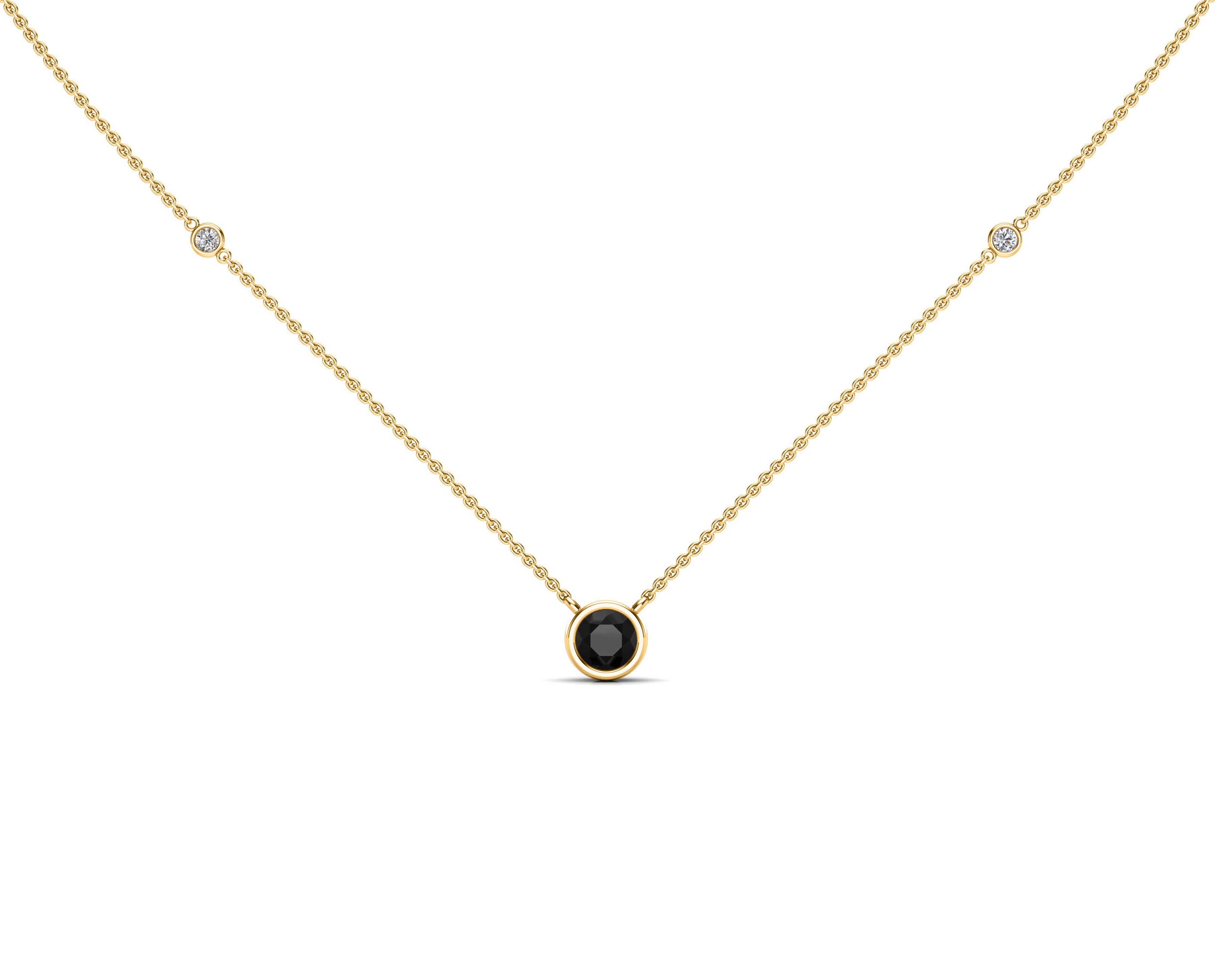 5MM Black & White Diamond Accent Necklace, 16"-18" in 14K Gold