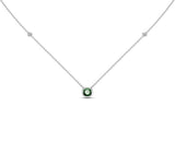 14K Gold Green Sapphire (5 MM) & Diamond Accent (0.06 Ct, G-H Color, SI2-I1 Clarity) Necklace, 16"-18"
