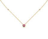 14K Gold Pink Sapphire (5 MM) & Diamond Accent (0.06 Ct, G-H Color, SI2-I1 Clarity) Necklace, 16"-18"