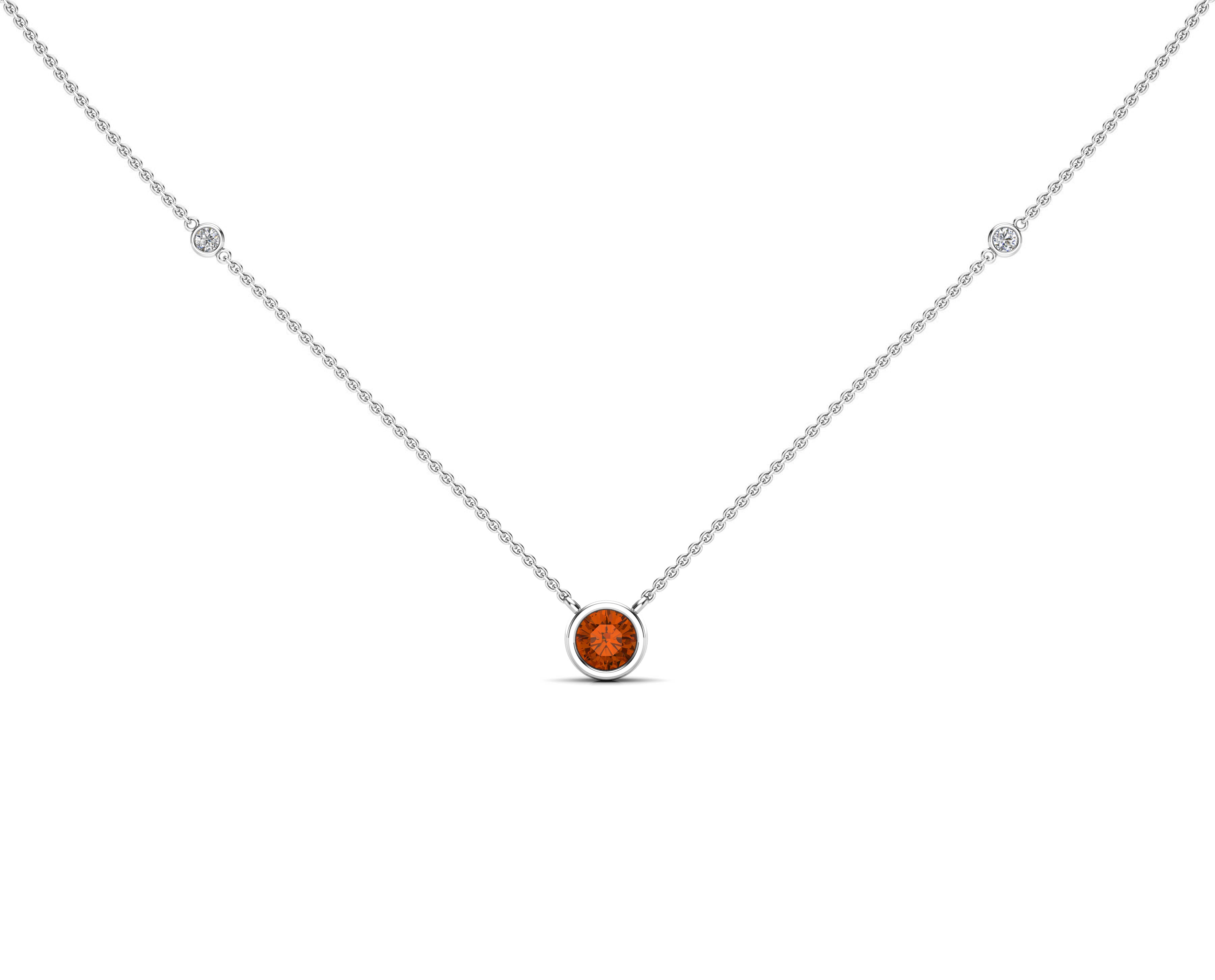 5MM Gemstone & Diamond Accent Necklace, 16"-18" in 14K Gold