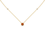 14K Gold Orange Sapphire (5 MM) & Diamond Accent (0.06 Ct, G-H Color, SI2-I1 Clarity) Necklace, 16"-18"