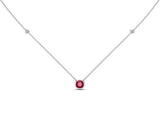 14K Gold Ruby (5 MM) & Diamond Accent (0.06 Ct, G-H Color, SI2-I1 Clarity) Necklace, 16"-18"