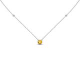 14K Gold Yellow Sapphire (5 MM) & Diamond Accent (0.06 Ct, G-H Color, SI2-I1 Clarity) Necklace, 16"-18"
