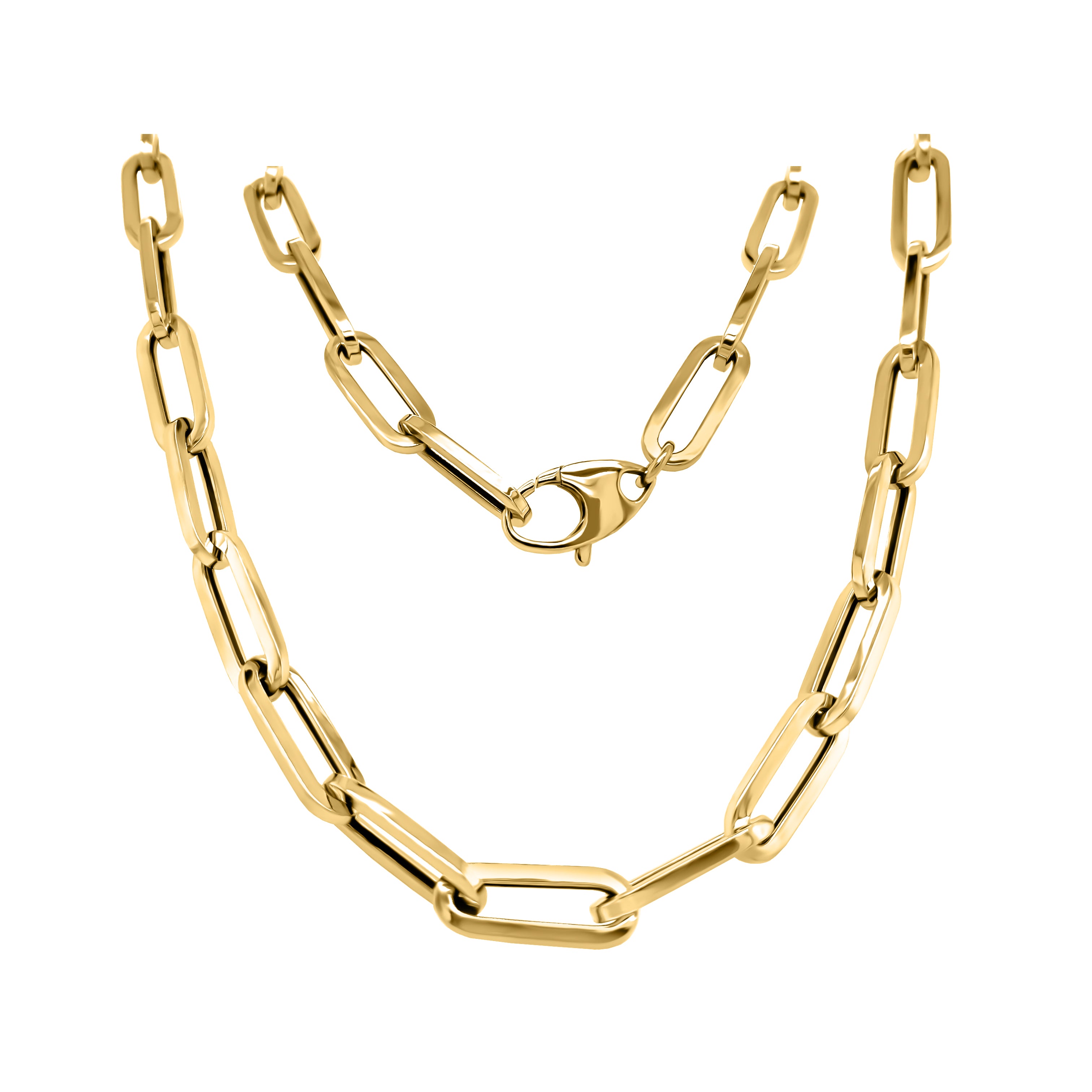 6.0MM Link Paperclip Link Chain Necklace, 20" in 14K Gold