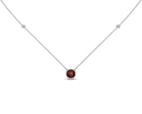 14K Gold 6 MM Gemstone & White Diamond Accent (0.06 Ct, G-H Color, SI2-I1 Clarity) Necklace, 16"-18"