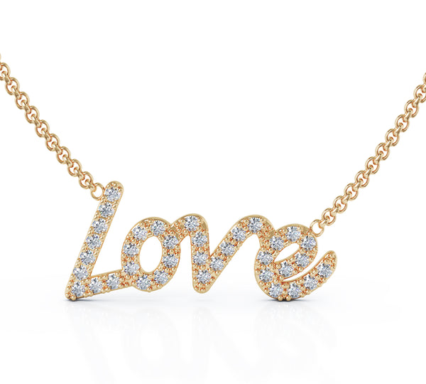14K Gold LOVE Diamond Pendant Necklace (0.35 CT, G-H, SI2-I1), 16-17