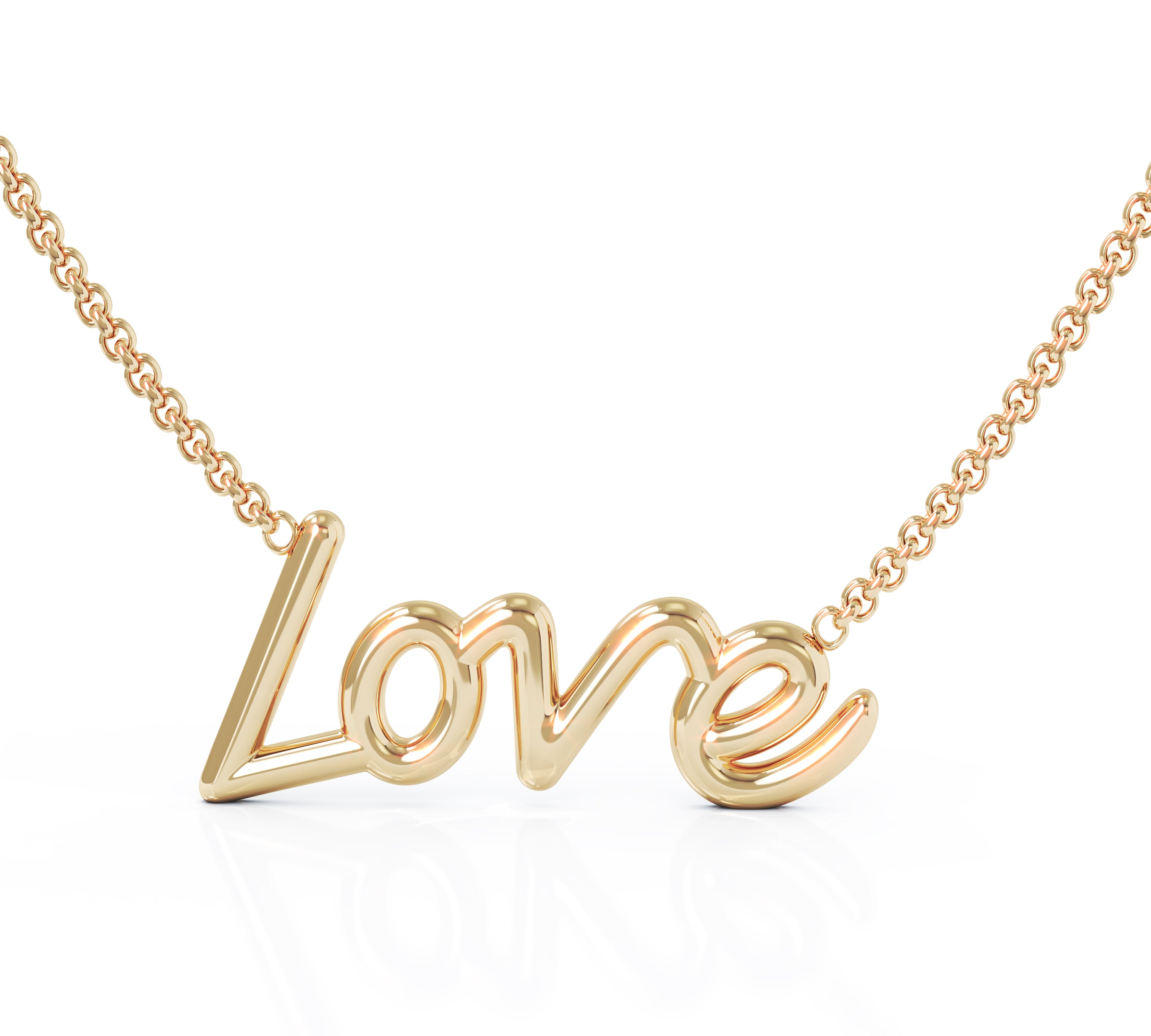 LOVE Pendant Necklace, 16-17" Chain in 14K Gold