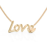 14K Gold LOVE Pendant Necklace, 16-17" Chain