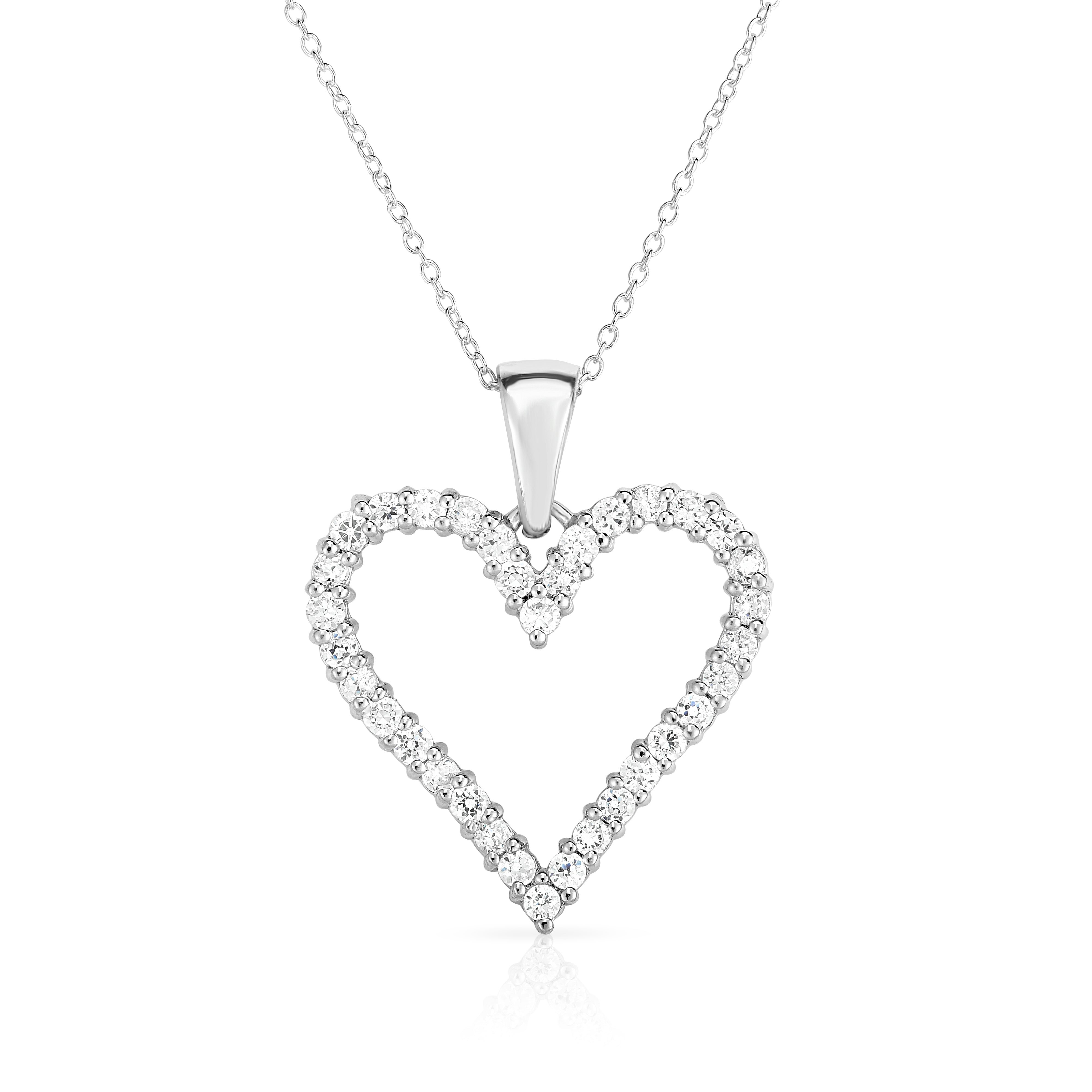 1.00Ct Diamond Heart Pendant, 18" Gold Chain in 14k Gold