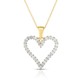 14k Gold Diamond (1 Ct, G-H Color, SI2-I1 Clarity) Heart Pendant, 18" Gold Chain