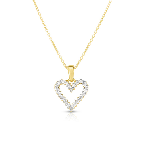 14k Gold Diamond (1/4 Ct, G-H Color, SI2-I1 Clarity) Heart Pendant, 18