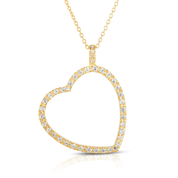 14k White Gold Diamond (0.60 Ct, G-H Color, SI2-I1 Clarity) Heart Pendant, 18