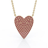 14K Gold Ruby (0.60 Ct, G-H Color, SI2-I1 Clarity) Large Heart Necklace