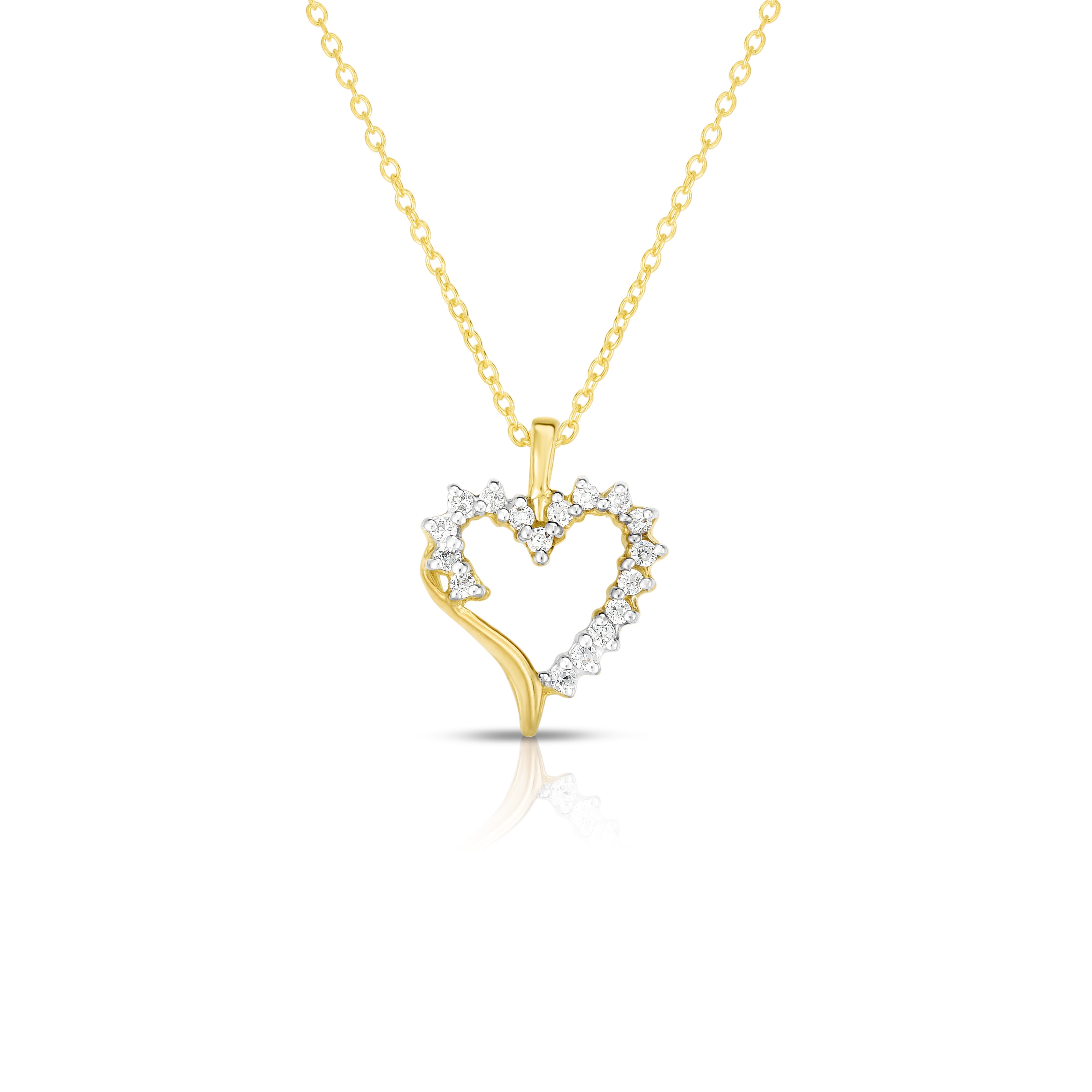 0.22Ct Diamond Heart Pendant, 18" Gold Chain in 14K Gold