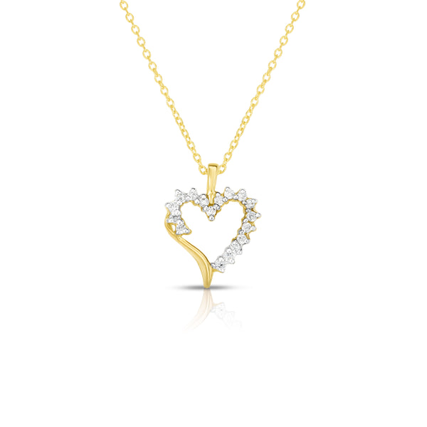 14k Gold Diamond (0.22 Ct, G-H Color, SI2-I1 Clarity) Heart Pendant, 18