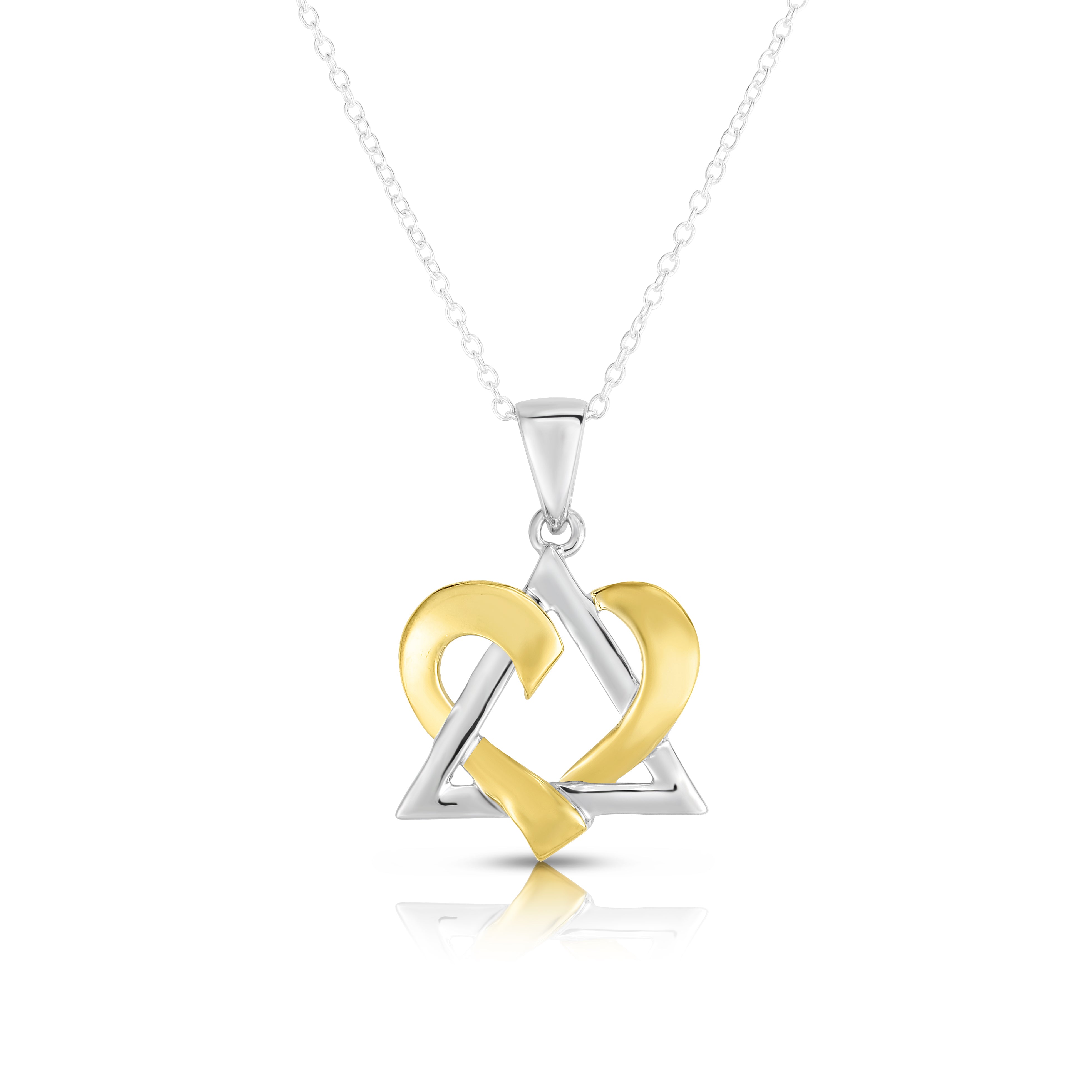 David Heart Pendant, 18" White Gold Chain in 14K Gold