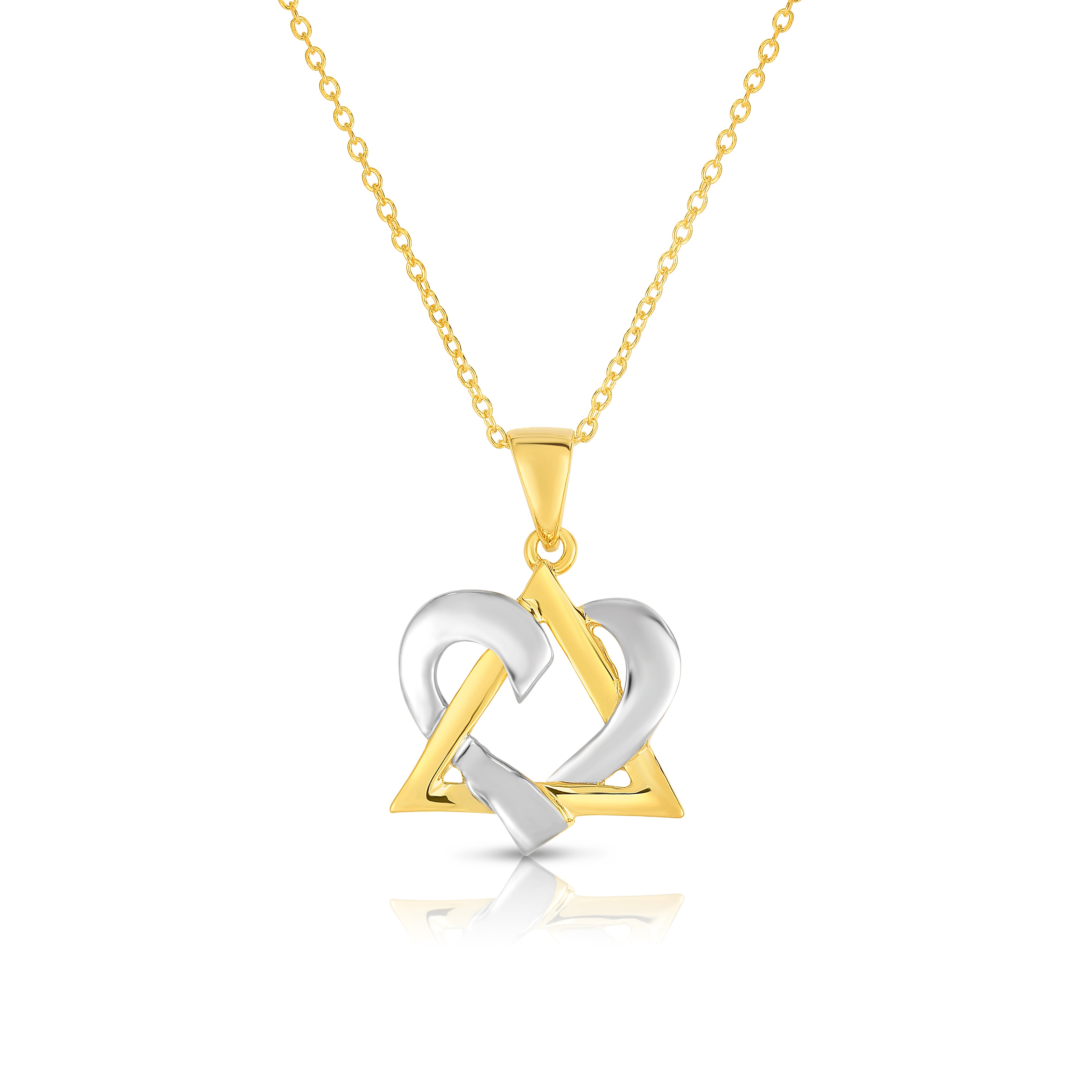 David Heart Pendant, 18" White Gold Chain in 14K Gold