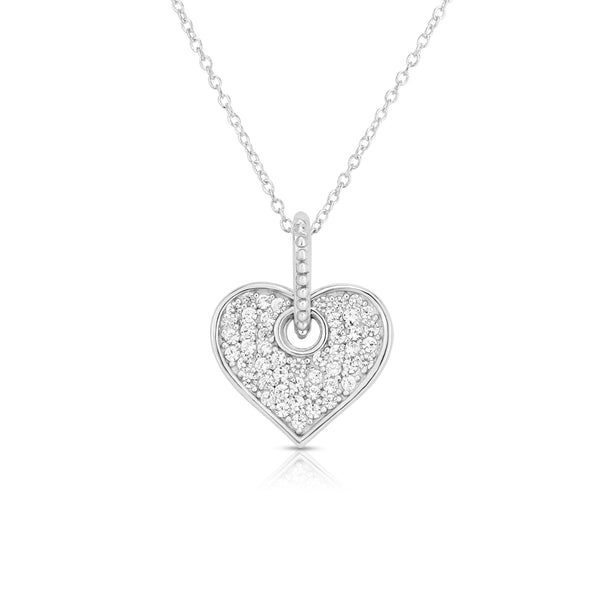 14k White Gold Diamond (1/2 Ct, G-H Color, SI2-I1 Clarity) Heart Pendant, 18
