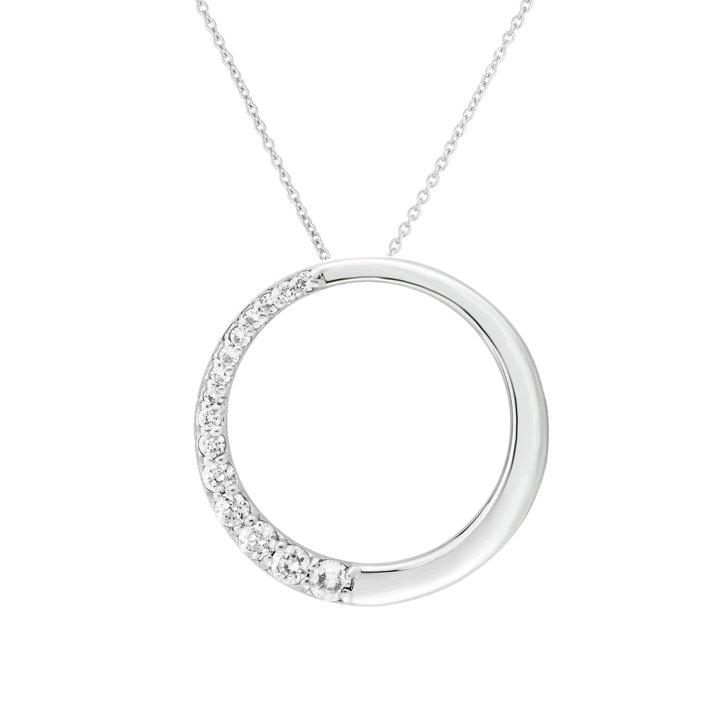 Noray Designs 14k White Gold Diamond (0.42 Ct, G-H Color, SI2-I1 Clarity) Circle Necklace, 18" Gold Chain