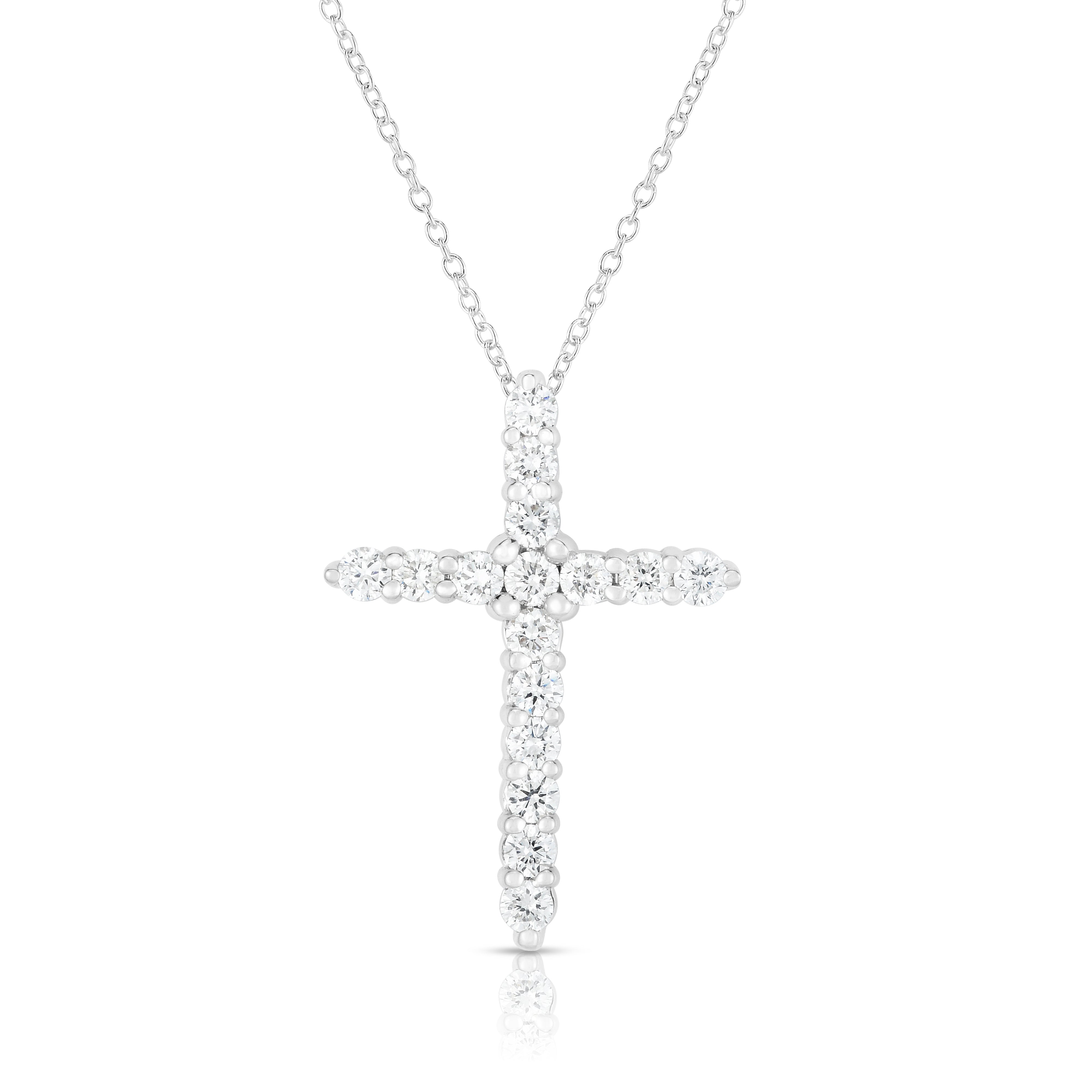 0.68Ct Diamond Cross Pendant With 18" Gold Chain in 14K Gold