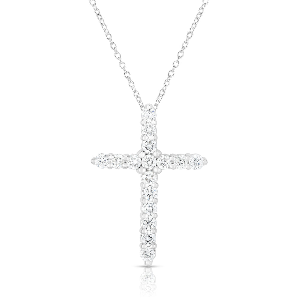 14K Gold Diamond (0.68 Ct, G-H Color, SI2-I1 Clarity) Cross Pendant With 18" Gold Chain
