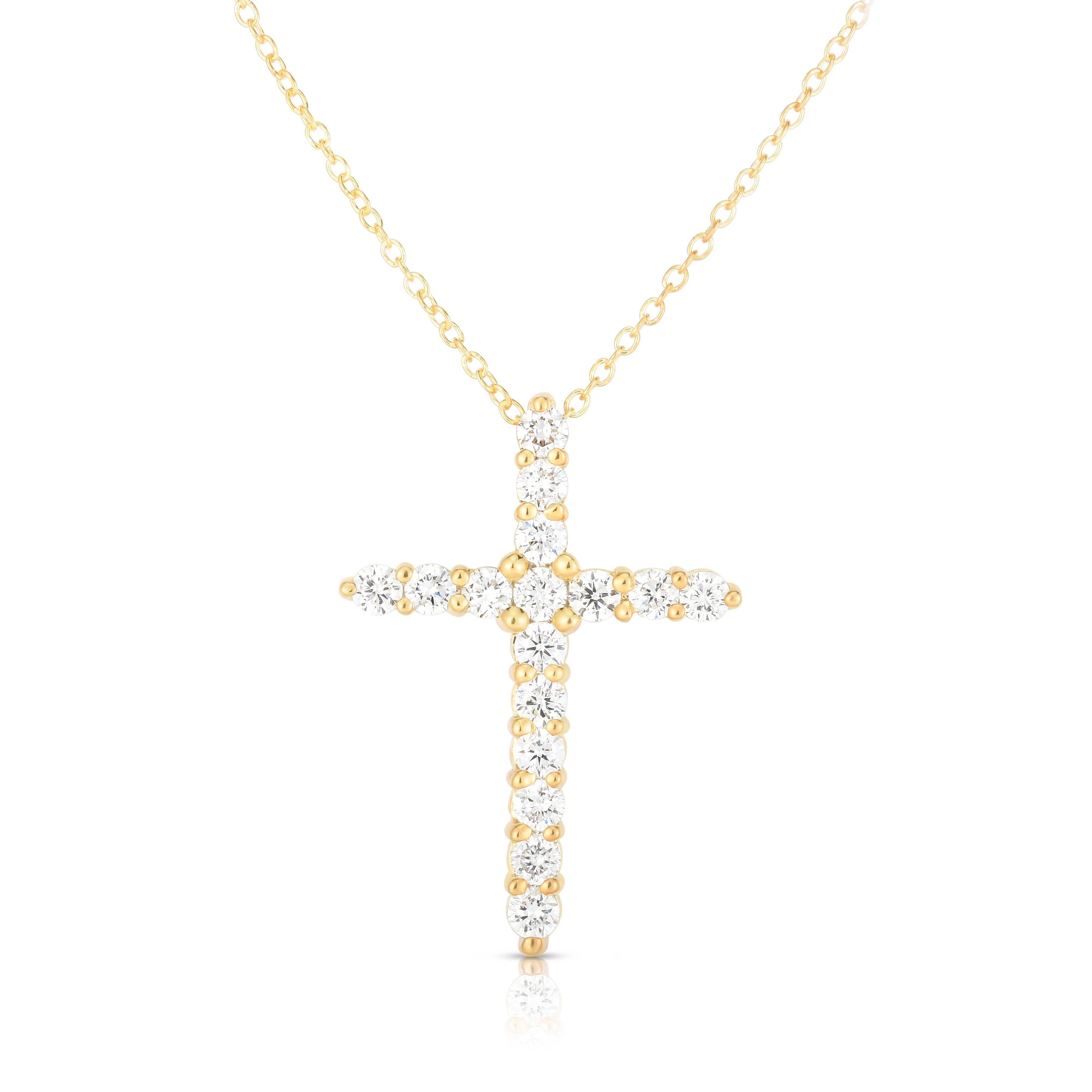 0.68Ct Diamond Cross Pendant With 18" Gold Chain in 14K Gold