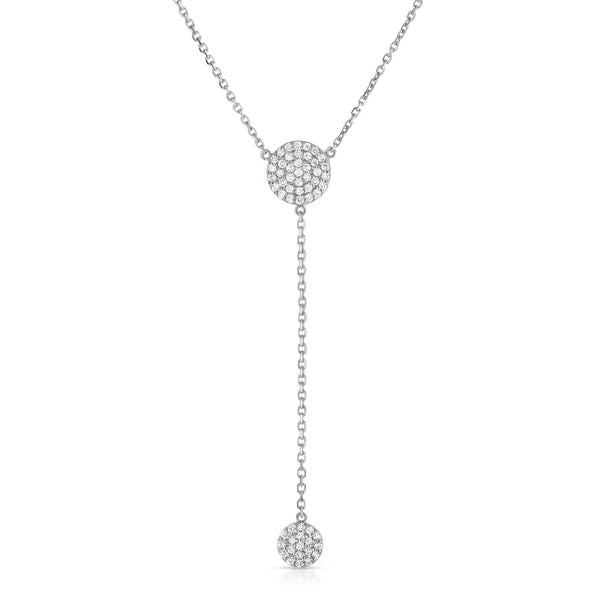 14K White Gold Diamond (0.50 Ct, G-H Color, SI2-I1 Clarity) Circle Drop Necklace