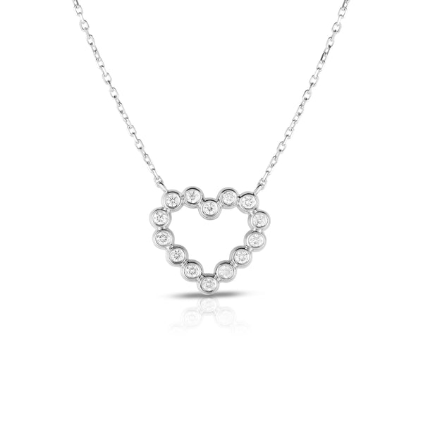 14k White Gold Diamond (0.45 ct, G-H Color, SI2-I1 Clarity) Heart Pendant, 18