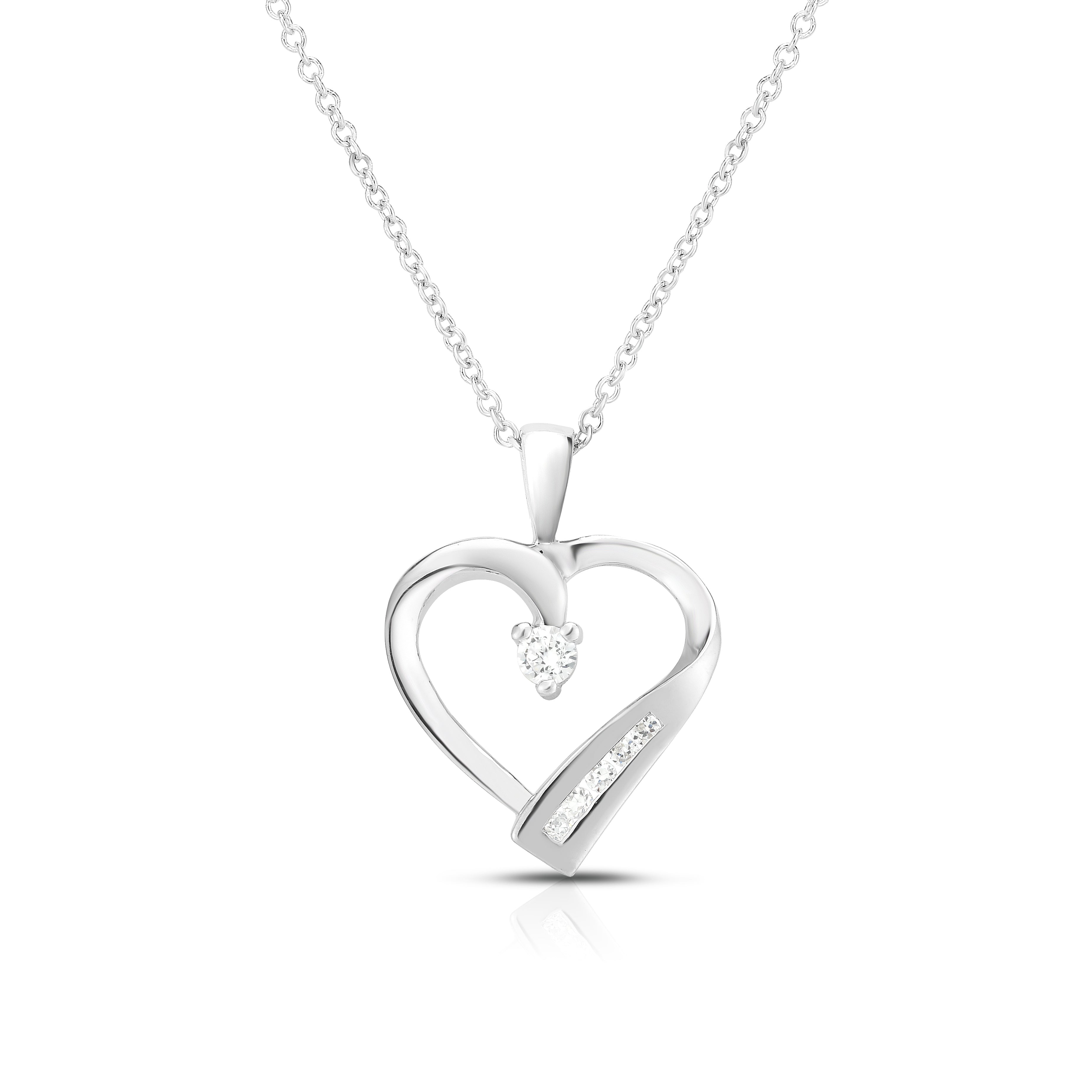 0.12Ct Diamond Heart Pendant, 18" Gold Chain in 14k Gold