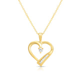 14k Gold Diamond (0.12 Ct, G-H Color, SI2-I1 Clarity) Heart Pendant, 18" Gold Chain