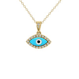 yellow gold evil eye necklace with diamonds
