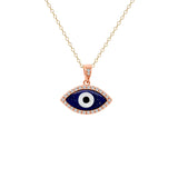 14K White Gold Diamond Evil Eye Necklace (0.15 Ct, G-H Color, SI2-I1 Clarity)