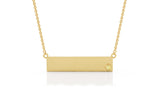 14K Gold Gemstone Engravable Bar Pendant, 17"-18" (0.03 Ct, G-H Color, SI2-I1 Clarity)