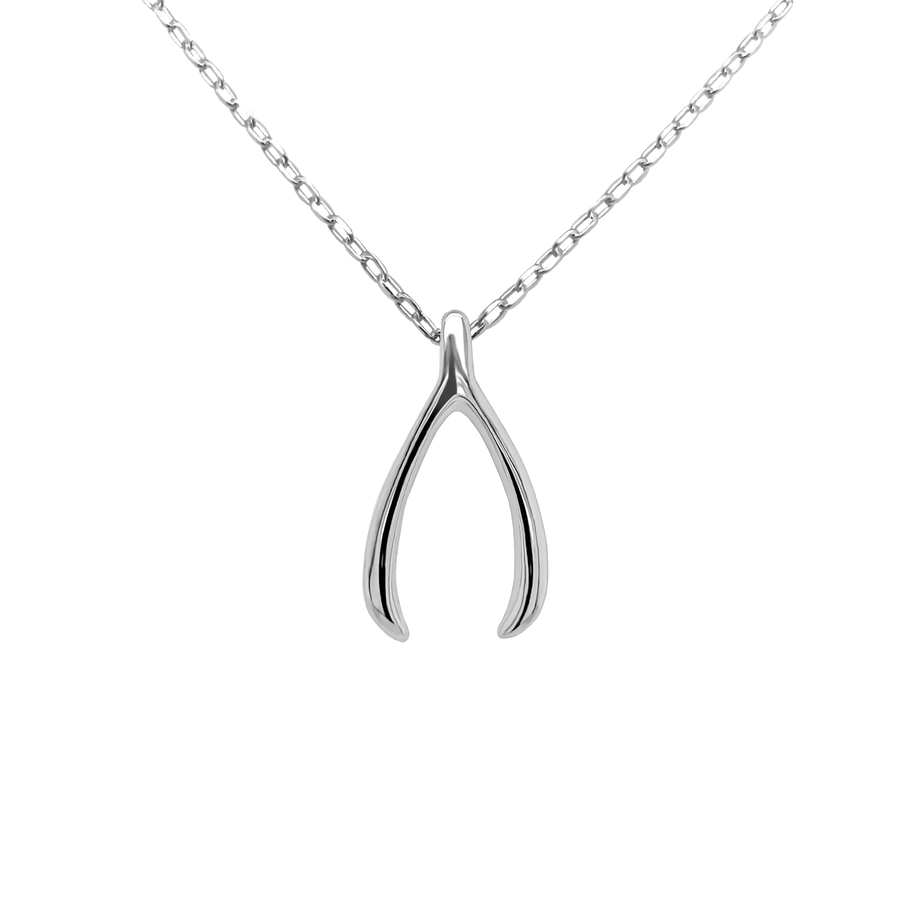 white gold wishbone necklace