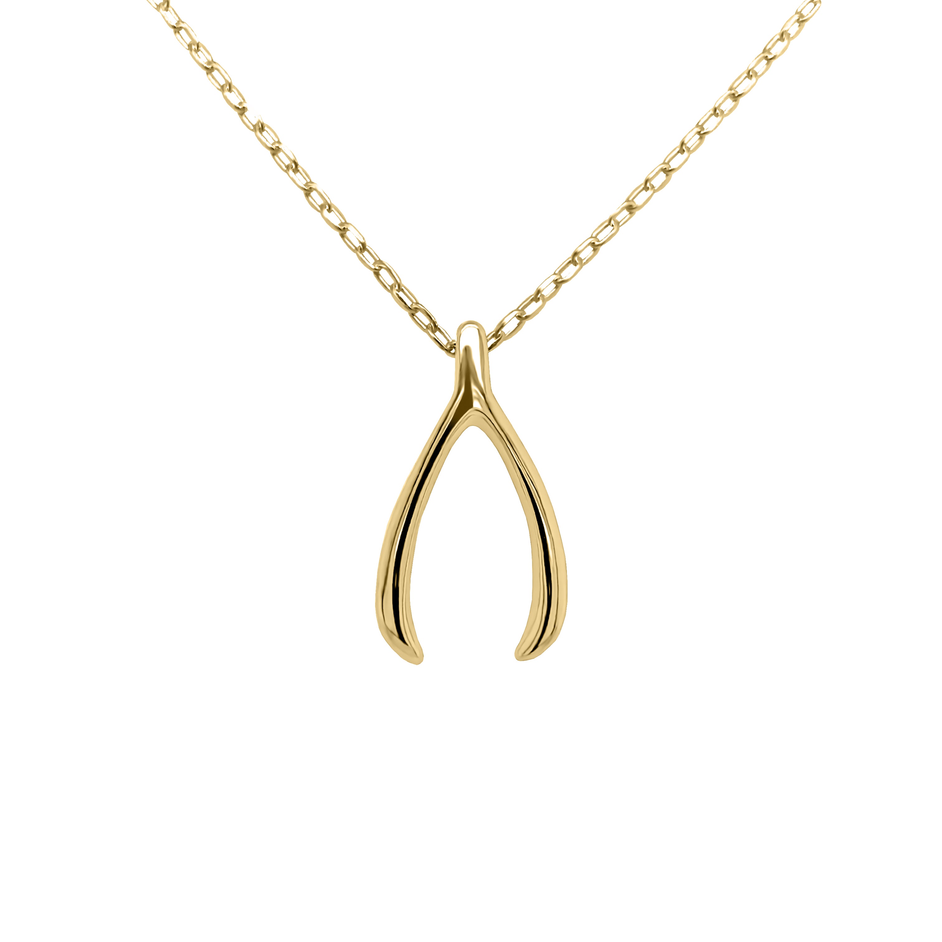 yellow gold wishbone necklace