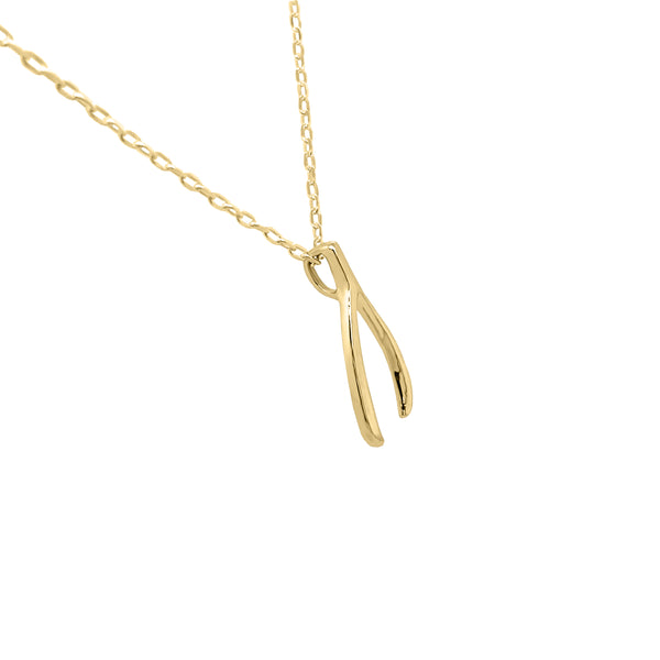 yellow gold wishbone necklace