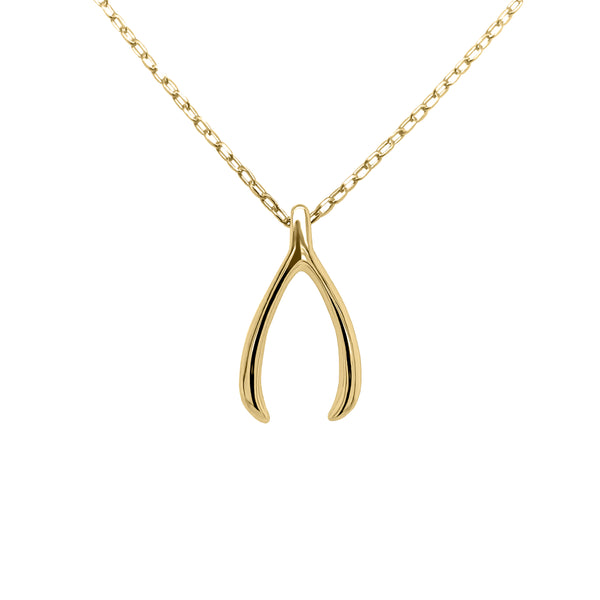 yellow gold wishbone necklace