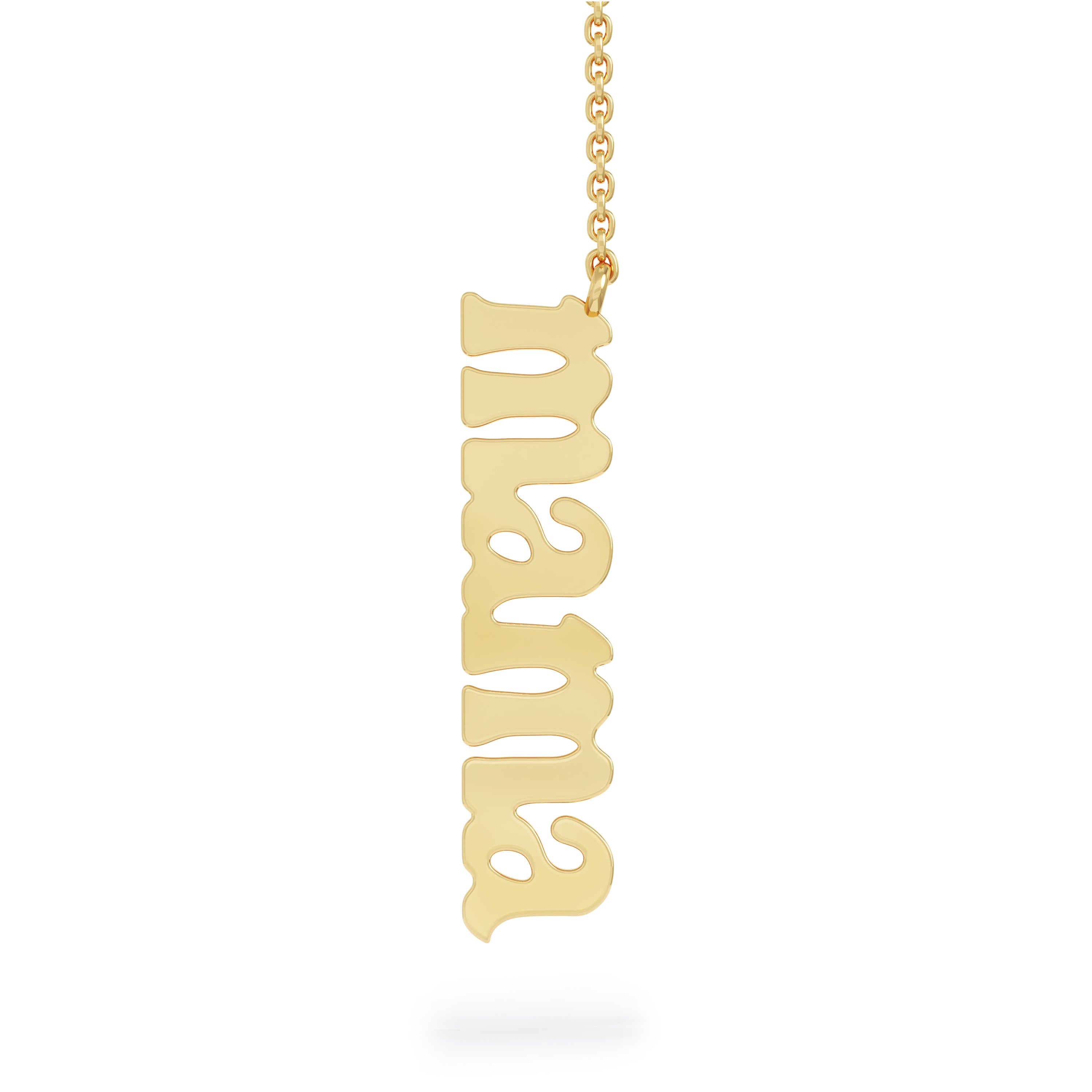 "Mama" Vertical Necklace, 17"-18" in 14K Gold