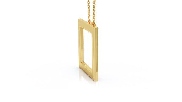14K Gold Square Necklace, 16