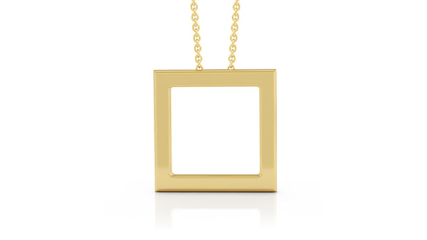 14K Gold Square Necklace, 16