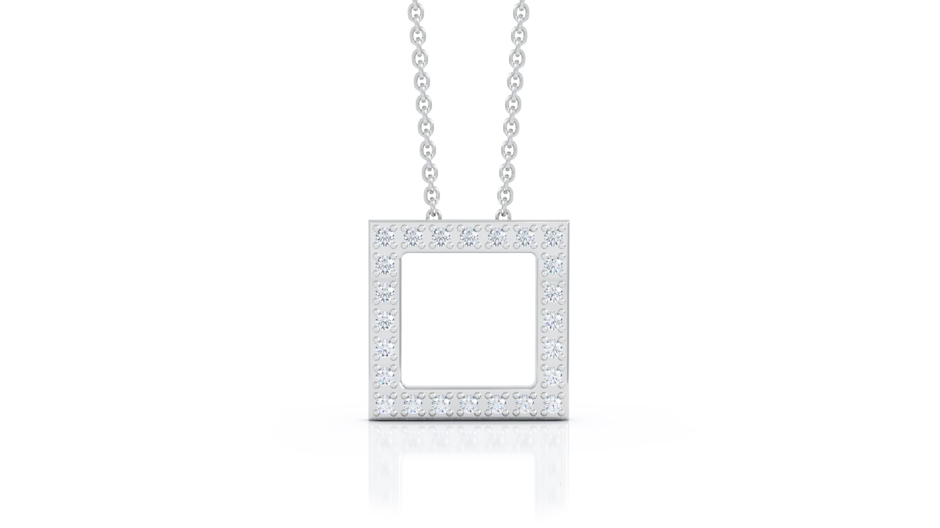 0.25Ct Diamond Square Pendant, 16"-18" in 14K Gold