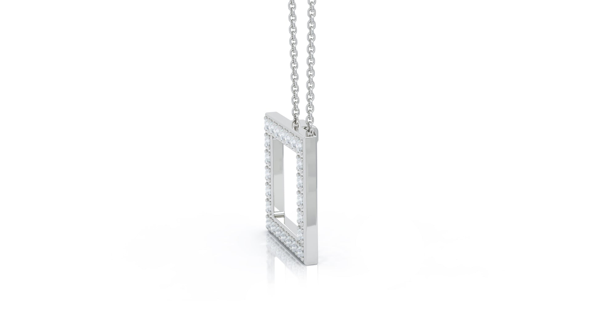 0.25Ct Diamond Square Pendant, 16"-18" in 14K Gold