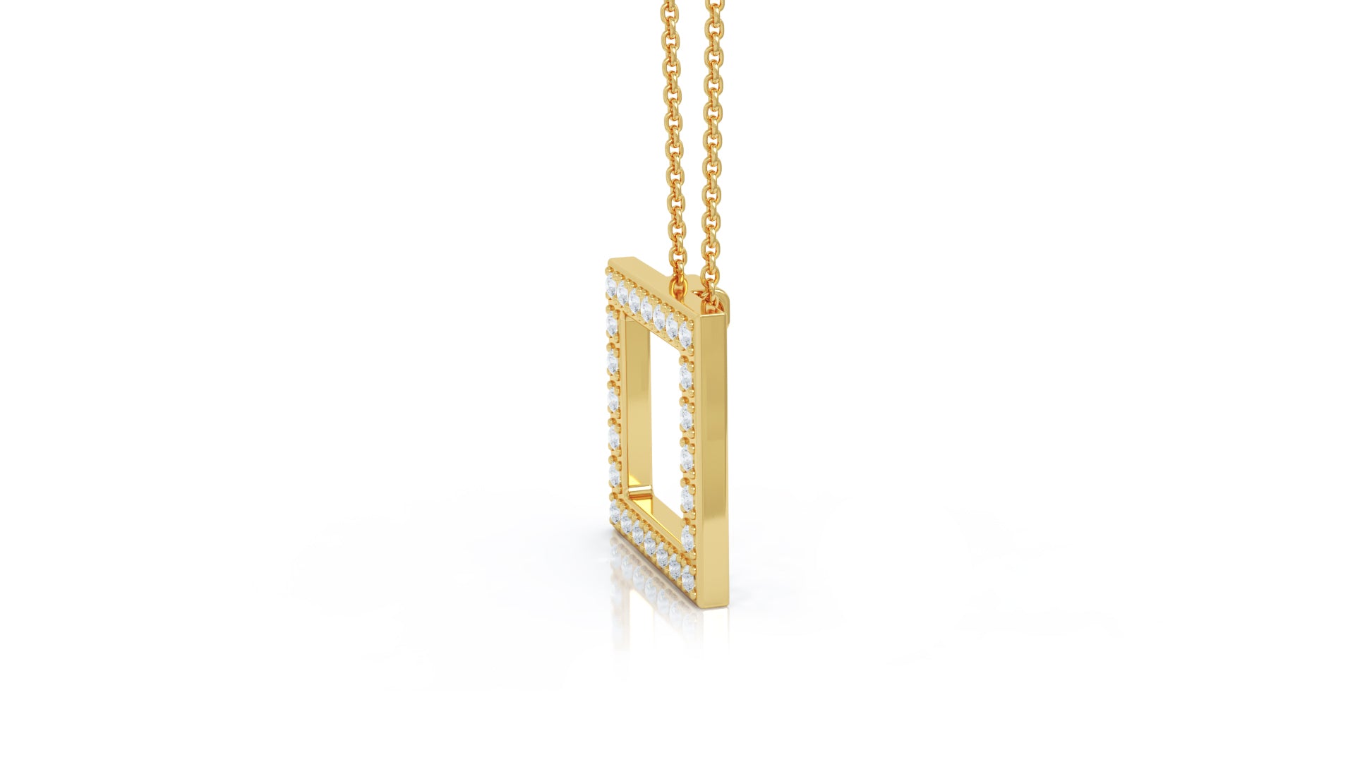 0.25Ct Diamond Square Pendant, 16"-18" in 14K Gold