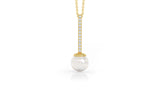 14K Gold 7MM Pearl & Diamond Pendant, 17"-18" (0.10 Ct, G-H Color, SI2-I1 Clarity)