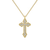 14K Gold Diamond Cross Pendant, 18" Gold Chain (0.18 Ct, G-H, SI2-I1)